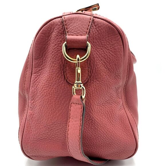 Auth Gucci Rose Pink Leather Web Line Boston Speedy 2way Tote Bag Preloved - Picture 4 of 16